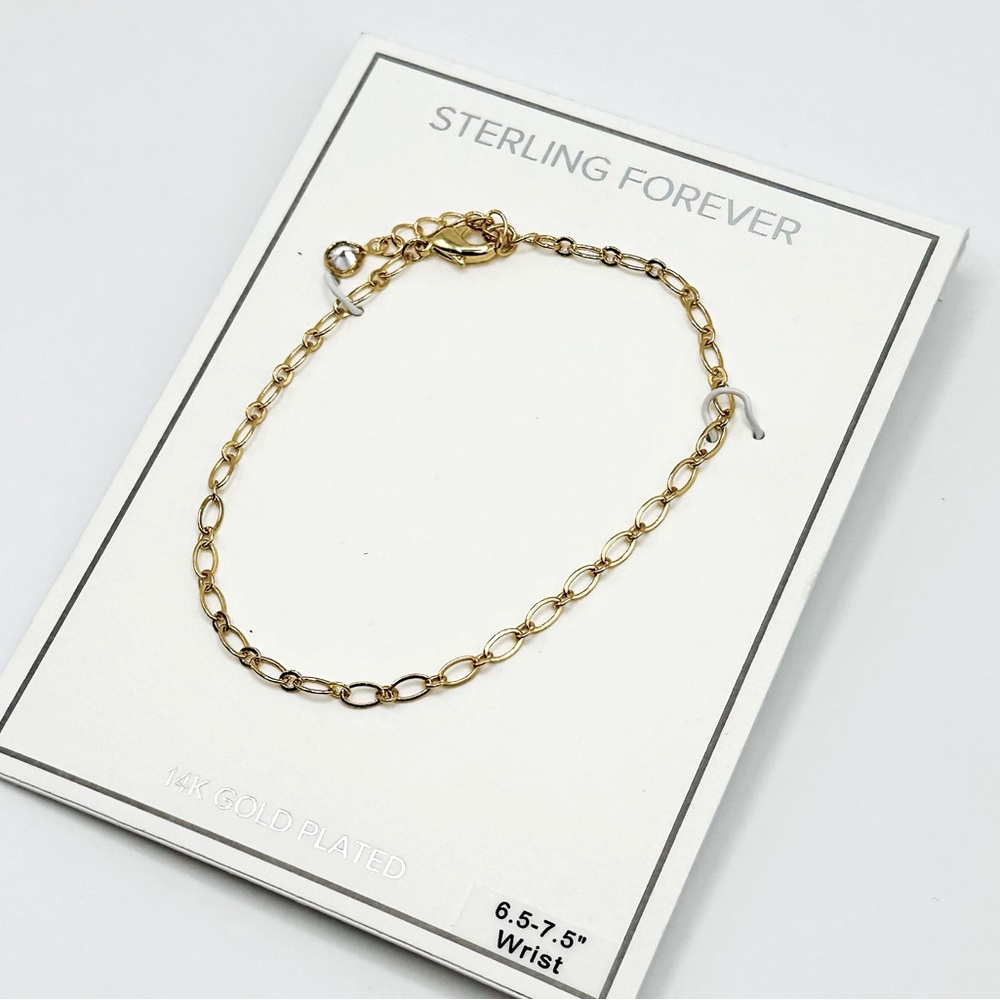 Sterling Forever Delicate Link Bracelet in Gold
